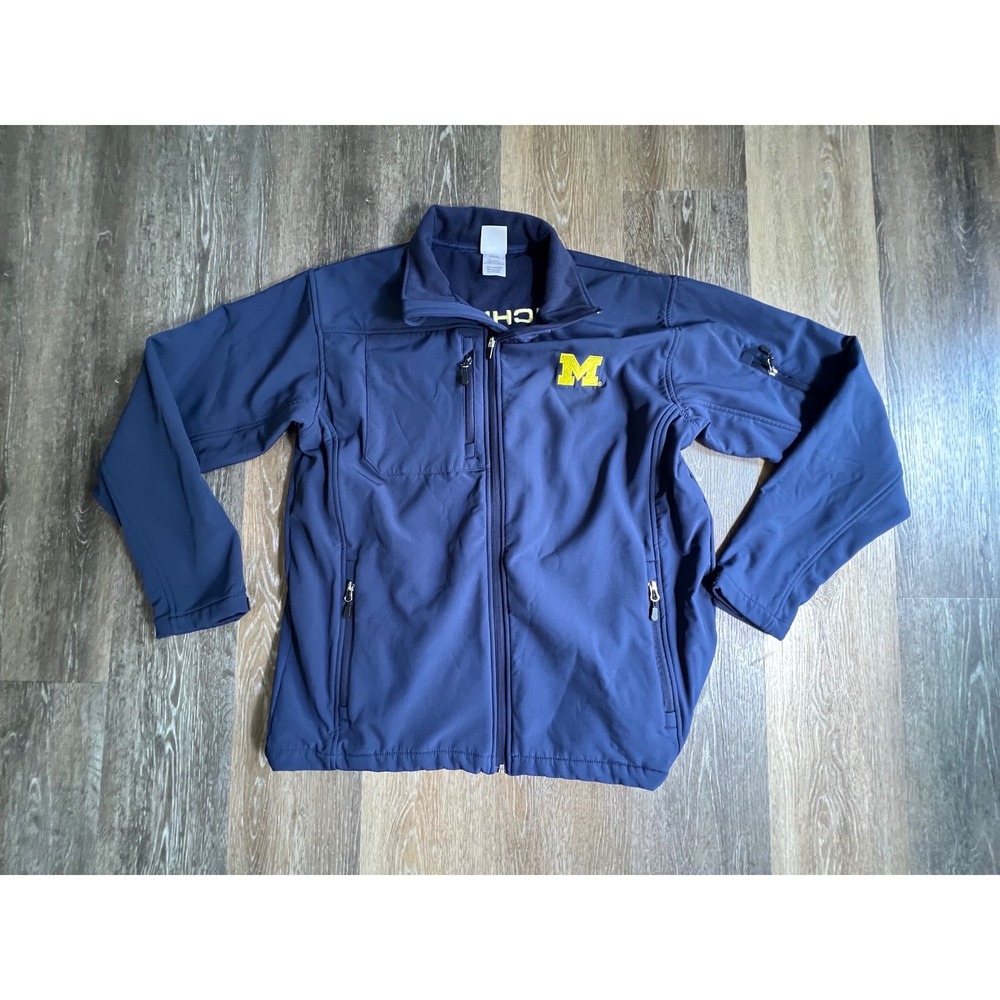 Knights Apparel Michigan Jacket Mens Large Navy Blue‎ Excellent Softshell Zip